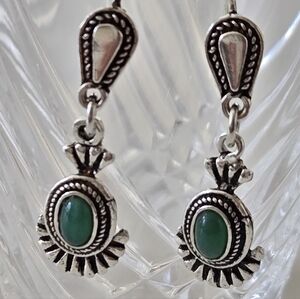 925 Silver & Green Stone earrings